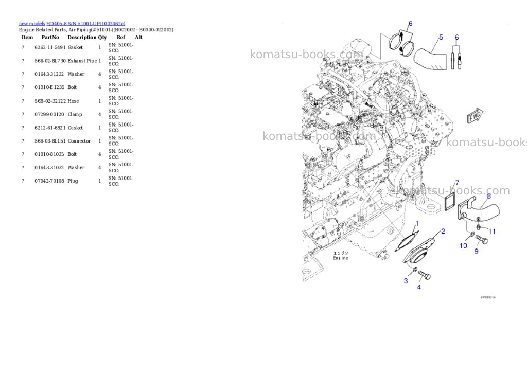 Komatsu HD405-8 S/N 51001-UP Parts catalog cover Page 8