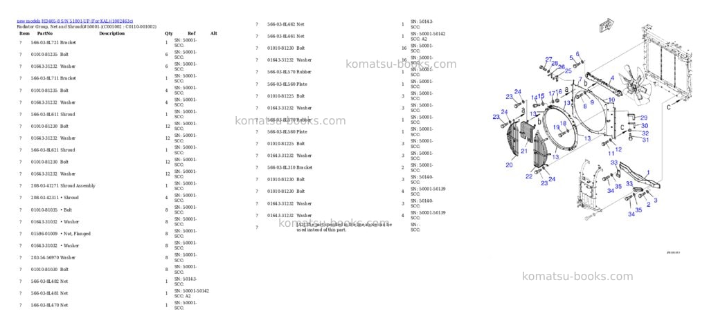 Komatsu HD405-8 S/N 51001-UP (For KAL) Parts catalog cover Page 10