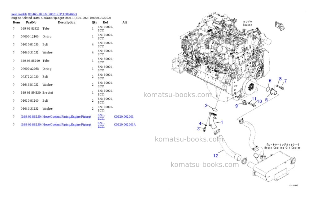 Komatsu HD465-10 S/N 70001-UP Parts catalog cover Page 2 Komatsu HD465-10 S/N 70001-UP Parts catalog cover Page 2