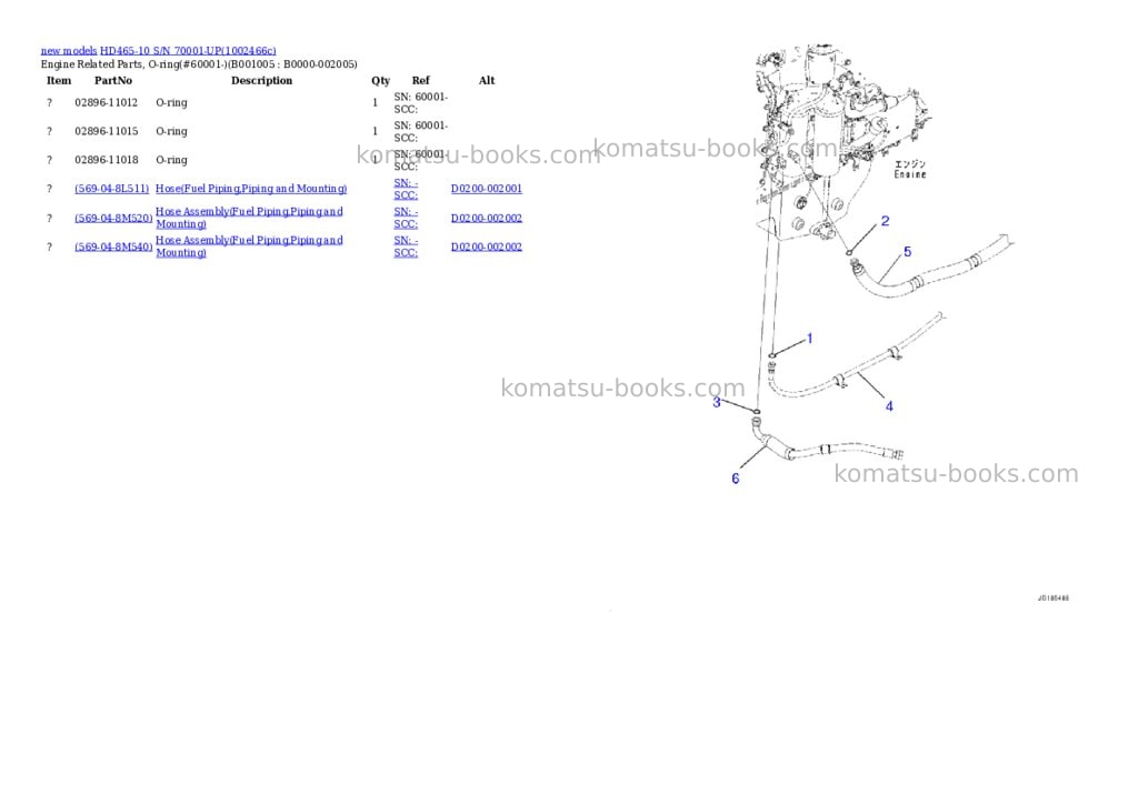 Komatsu HD465-10 S/N 70001-UP Parts catalog cover Page 5 Komatsu HD465-10 S/N 70001-UP Parts catalog cover Page 5