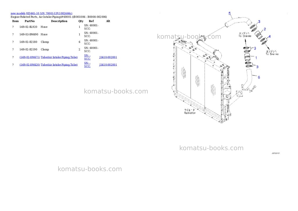 Komatsu HD465-10 S/N 70001-UP Parts catalog cover Page 6 Komatsu HD465-10 S/N 70001-UP Parts catalog cover Page 6