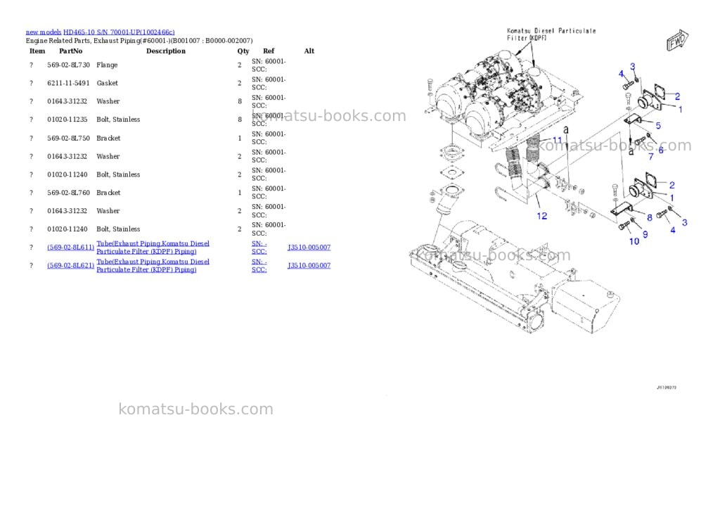 Komatsu HD465-10 S/N 70001-UP Parts catalog cover Page 7 Komatsu HD465-10 S/N 70001-UP Parts catalog cover Page 7