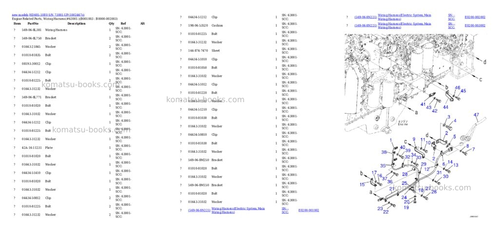 Komatsu HD605-10E0 S/N 73001-UP Parts catalog cover Page 3 Komatsu HD605-10E0 S/N 73001-UP Parts catalog cover Page 3