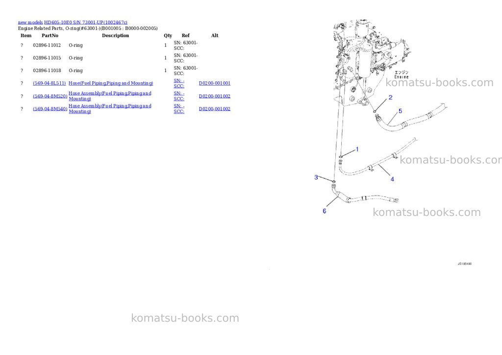 Komatsu HD605-10E0 S/N 73001-UP Parts catalog cover Page 5 Komatsu HD605-10E0 S/N 73001-UP Parts catalog cover Page 5