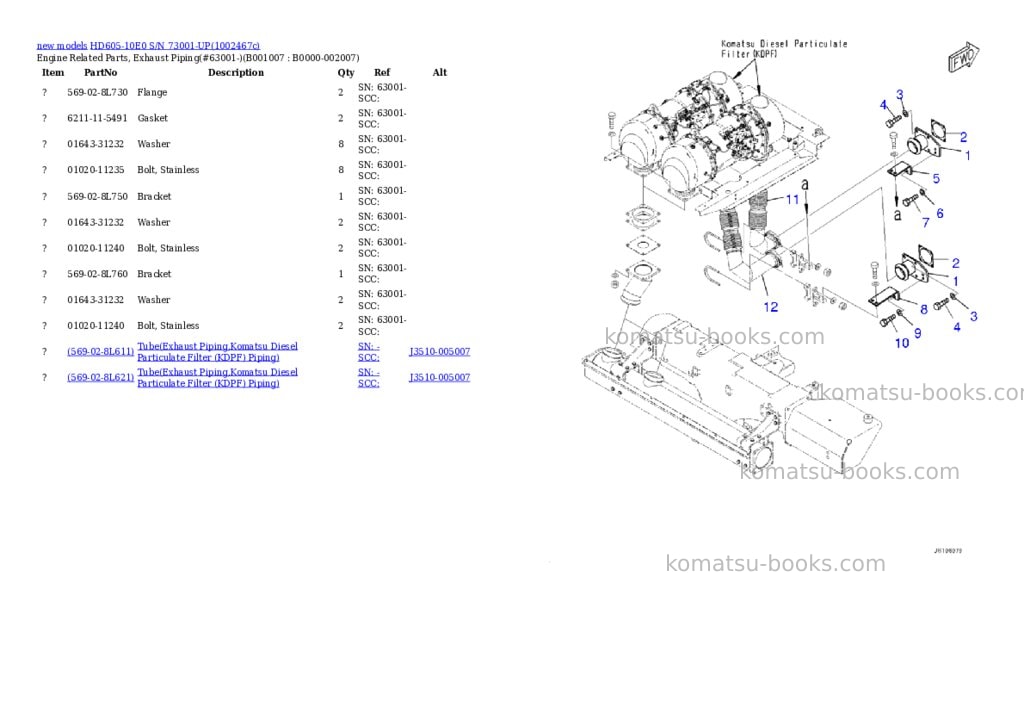 Komatsu HD605-10E0 S/N 73001-UP Parts catalog cover Page 7 Komatsu HD605-10E0 S/N 73001-UP Parts catalog cover Page 7