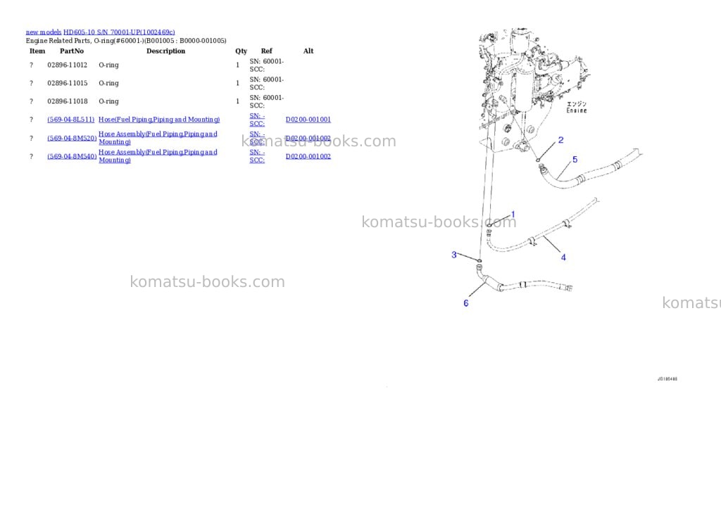Komatsu HD605-10 S/N 70001-UP Parts catalog cover Page 5
