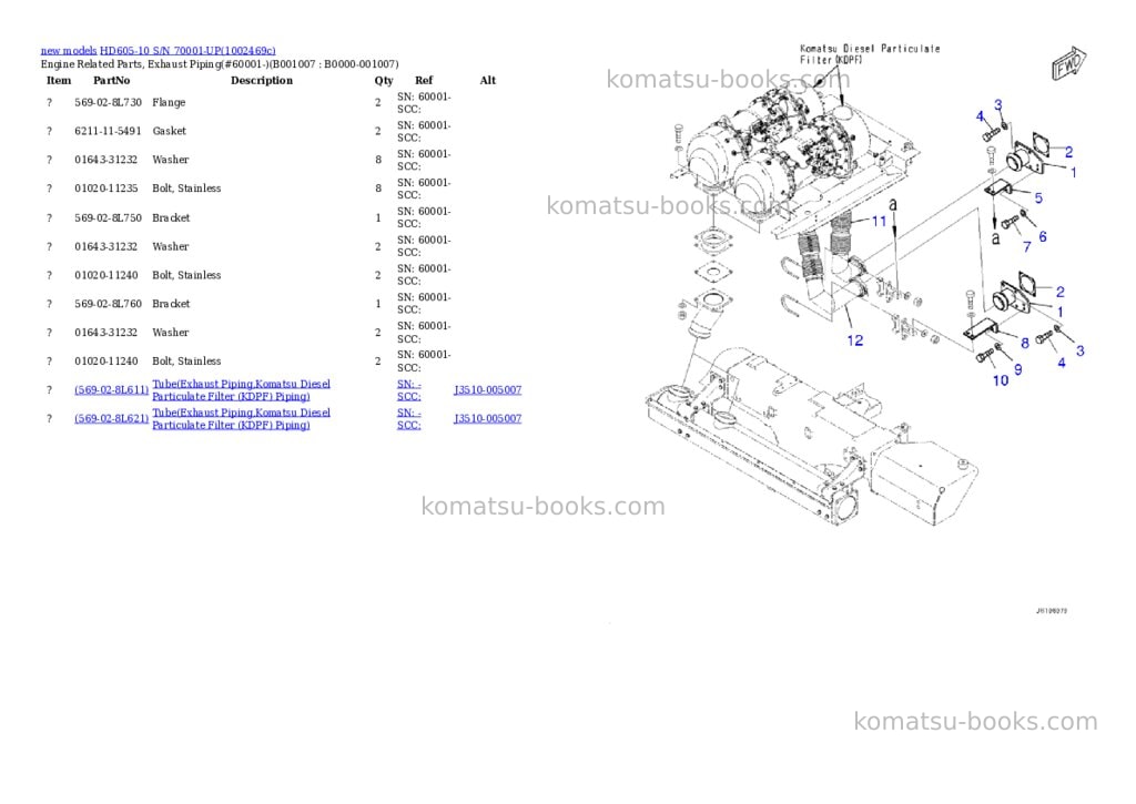 Komatsu HD605-10 S/N 70001-UP Parts catalog cover Page 7