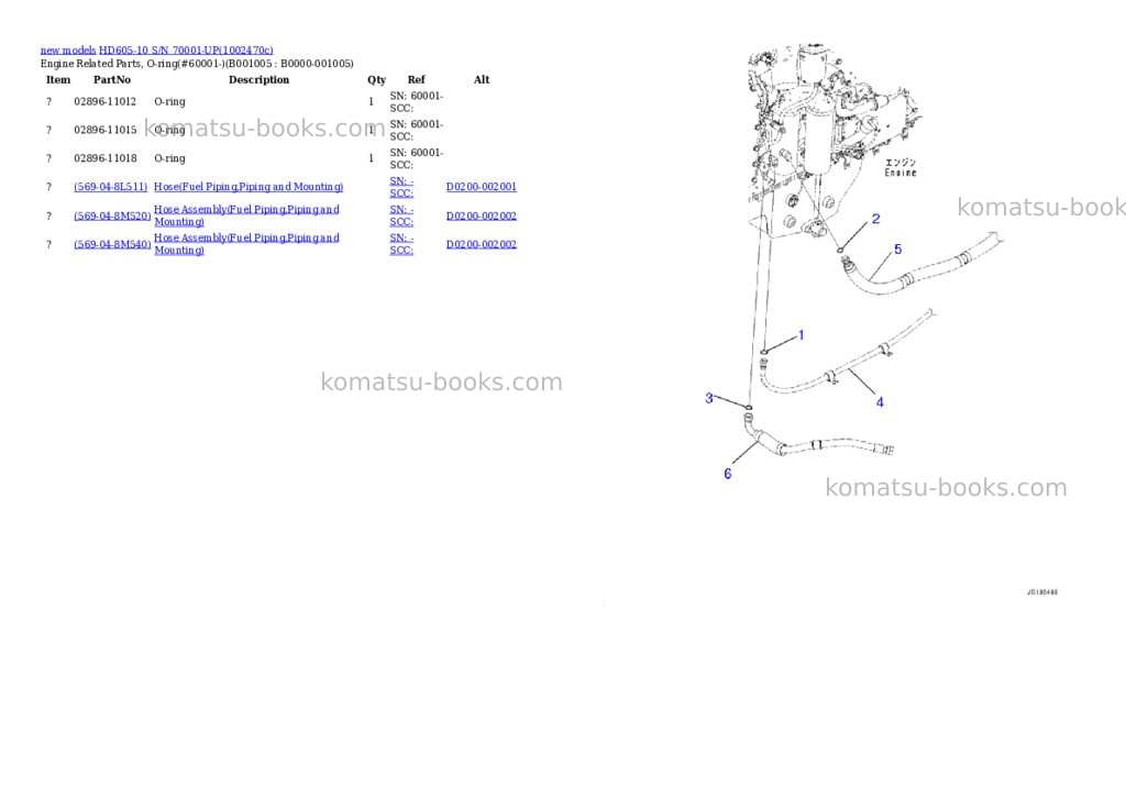 Komatsu HD605-10 S/N 70001-UP Parts catalog cover Page 5