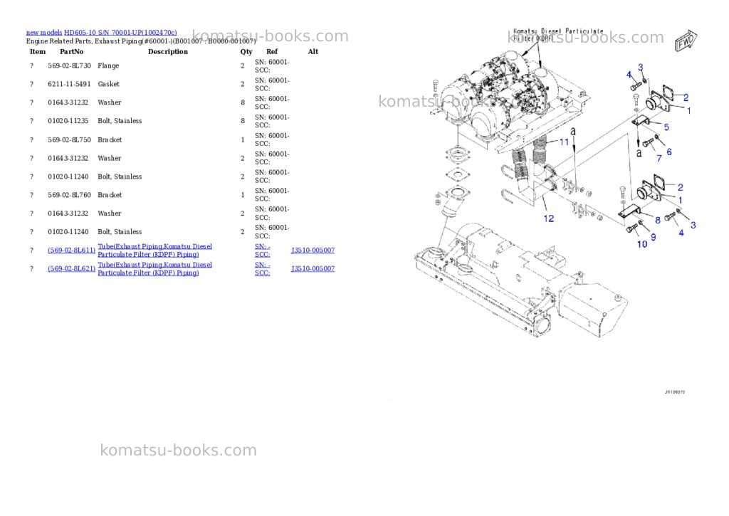 Komatsu HD605-10 S/N 70001-UP Parts catalog cover Page 7