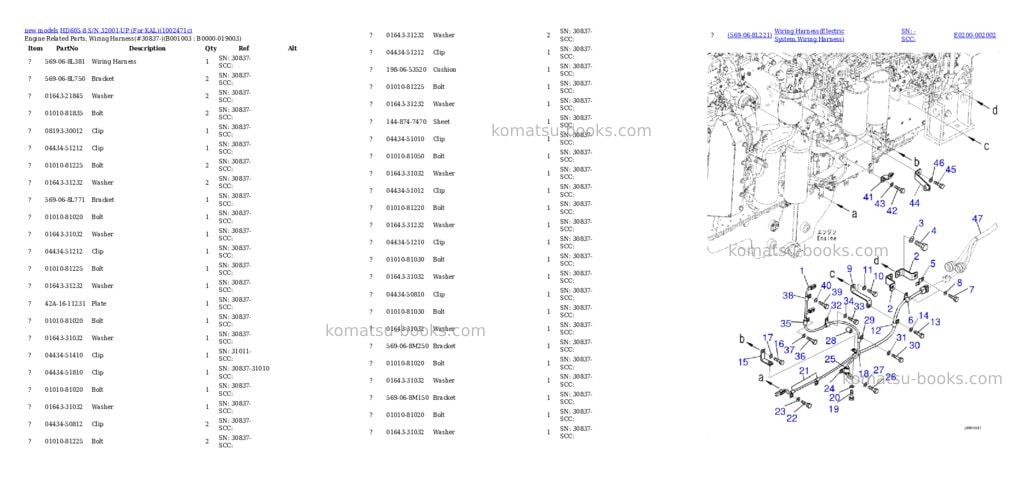 Komatsu HD605-8 S/N 32001-UP (For KAL) Parts catalog cover Page 2