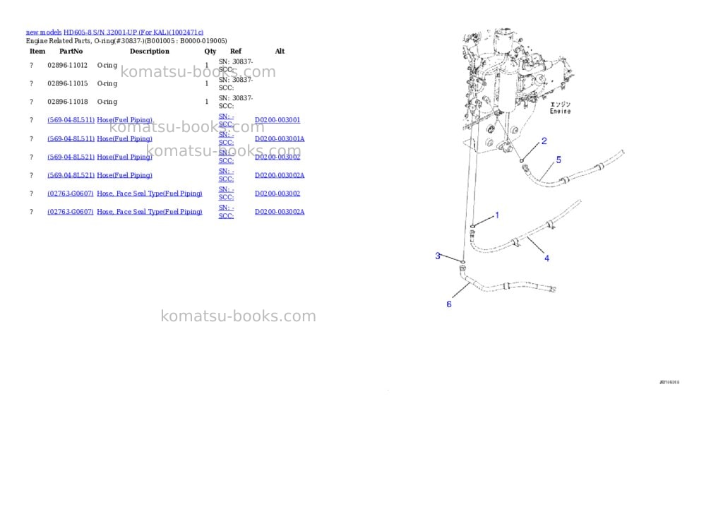 Komatsu HD605-8 S/N 32001-UP (For KAL) Parts catalog cover Page 4