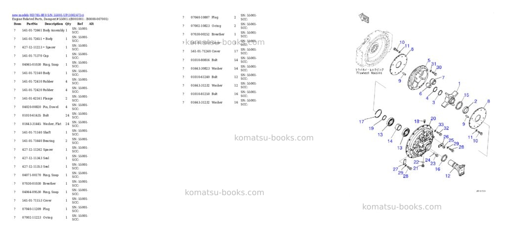 Komatsu HD785-8E0 S/N 55001-UP Parts catalog cover
