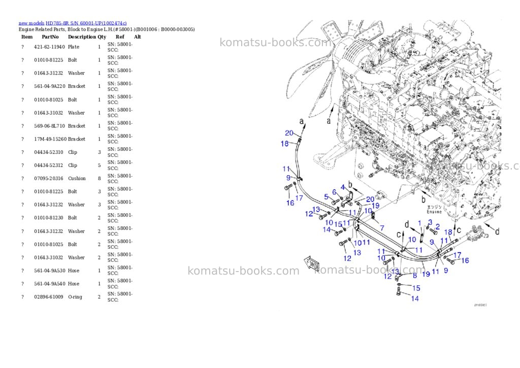 Komatsu HD785-8R S/N 60001-UP Parts catalog cover Page 6 Komatsu HD785-8R S/N 60001-UP Parts catalog cover Page 6