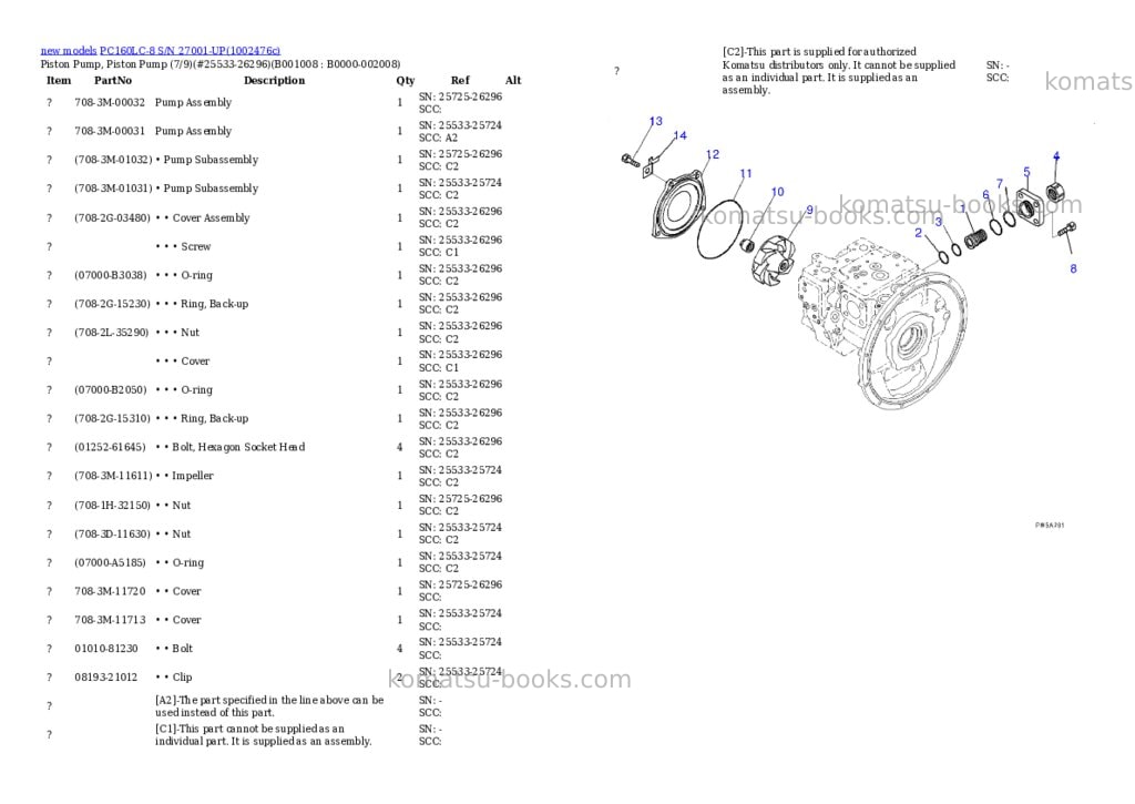 Komatsu PC160LC-8 S/N 27001-UP Parts catalog cover Page 8 Komatsu PC160LC-8 S/N 27001-UP Parts catalog cover Page 8