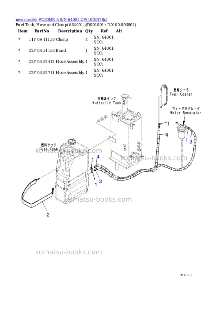 Komatsu PC30MR-5 S/N 64001-UP Parts catalog cover Page 10 Komatsu PC30MR-5 S/N 64001-UP Parts catalog cover Page 10