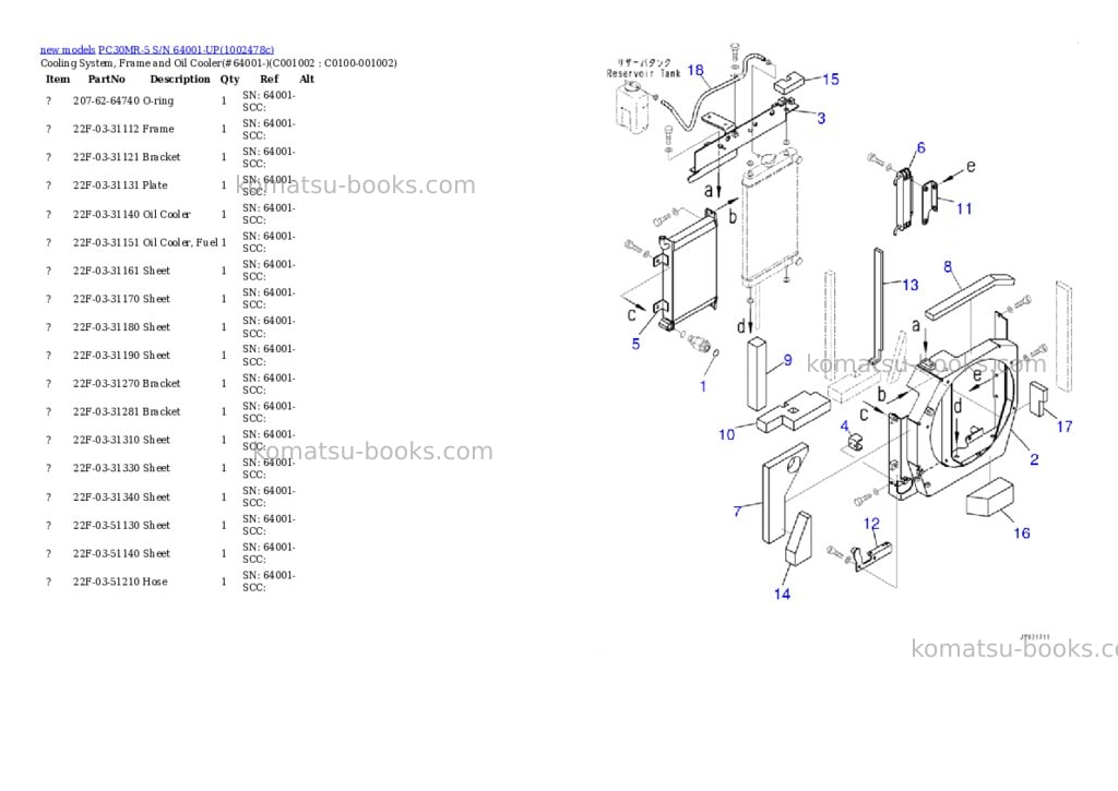 Komatsu PC30MR-5 S/N 64001-UP Parts catalog cover Page 4 Komatsu PC30MR-5 S/N 64001-UP Parts catalog cover Page 4