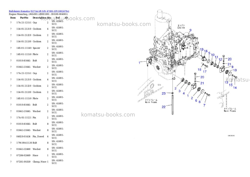 Komatsu D275A-5R S/N 47001-UP Parts catalog cover