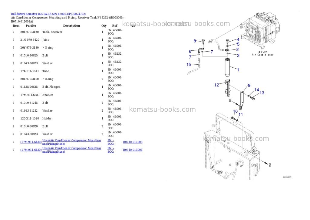 Komatsu D275A-5R S/N 47001-UP Parts catalog cover Page 9