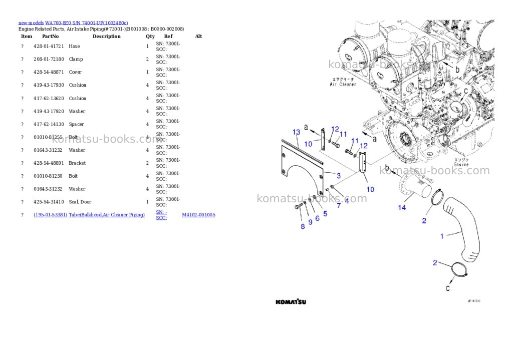 Komatsu WA700-8E0 S/N 74001-UP Parts catalog cover Page 8