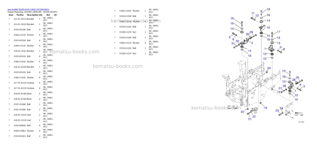 Komatsu WA80-8 S/N 23001-UP Parts catalog cover