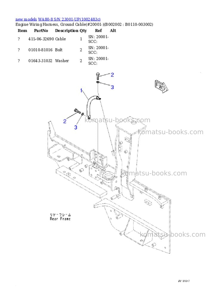 Komatsu WA80-8 S/N 23001-UP Parts catalog cover Page 3