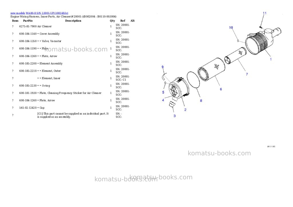 Komatsu WA80-8 S/N 23001-UP Parts catalog cover Page 5