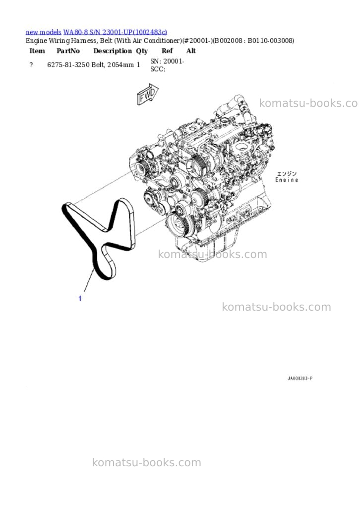 Komatsu WA80-8 S/N 23001-UP Parts catalog cover Page 9