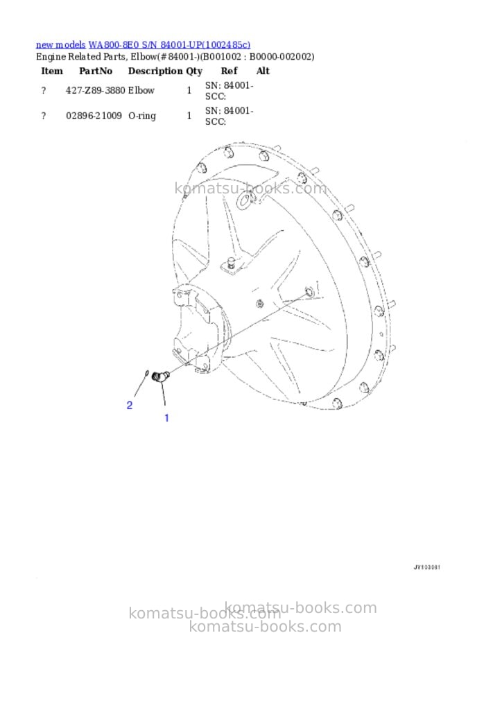 Komatsu WA800-8E0 S/N 84001-UP Parts catalog cover Page 2 Komatsu WA800-8E0 S/N 84001-UP Parts catalog cover Page 2