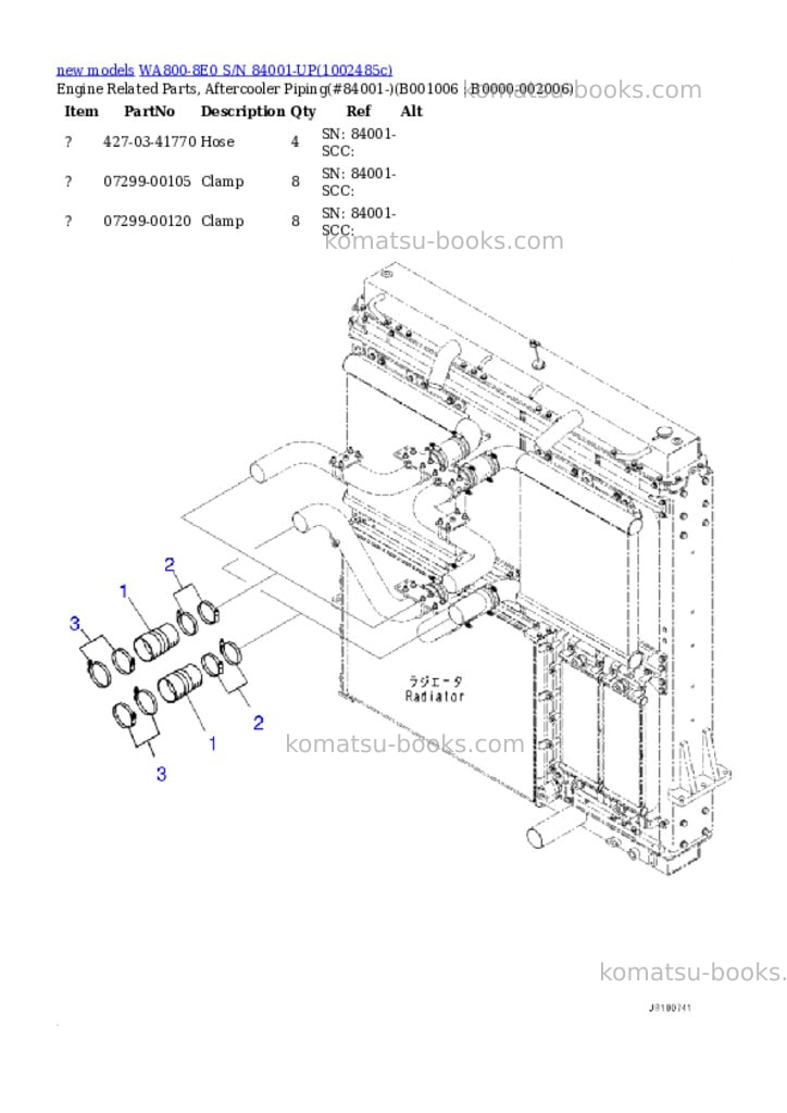 Komatsu WA800-8E0 S/N 84001-UP Parts catalog cover Page 6 Komatsu WA800-8E0 S/N 84001-UP Parts catalog cover Page 6