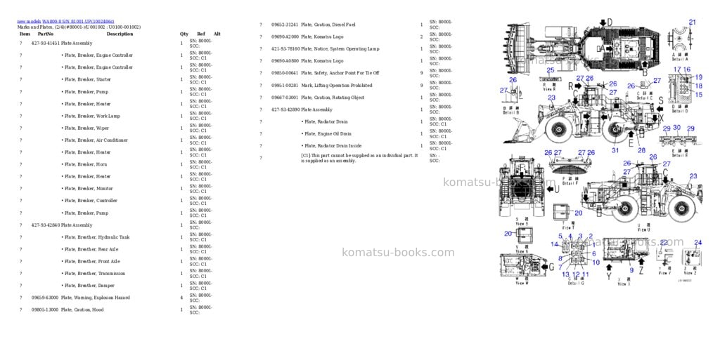 Komatsu WA800-8 S/N 81001-UP Parts catalog cover Page 5