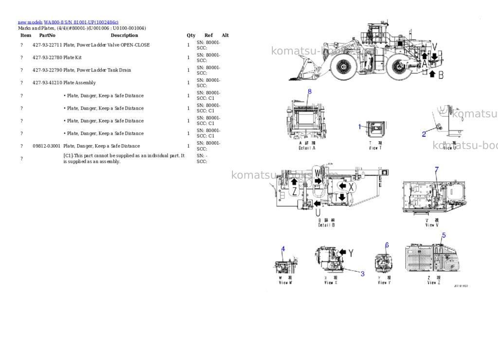 Komatsu WA800-8 S/N 81001-UP Parts catalog cover Page 9
