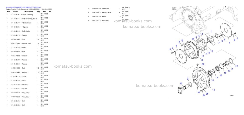 Komatsu WA900-8E0 S/N 94001-UP Parts catalog cover Komatsu WA900-8E0 S/N 94001-UP Parts catalog cover