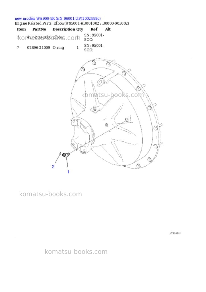 Komatsu WA900-8R S/N 96001-UP Parts catalog cover Page 2 Komatsu WA900-8R S/N 96001-UP Parts catalog cover Page 2