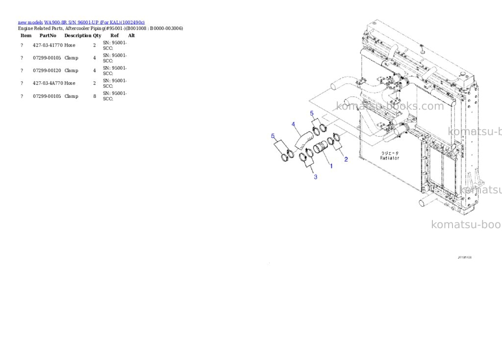 Komatsu WA900-8R S/N 96001-UP (For KAL) Parts catalog cover Page 8 Komatsu WA900-8R S/N 96001-UP (For KAL) Parts catalog cover Page 8