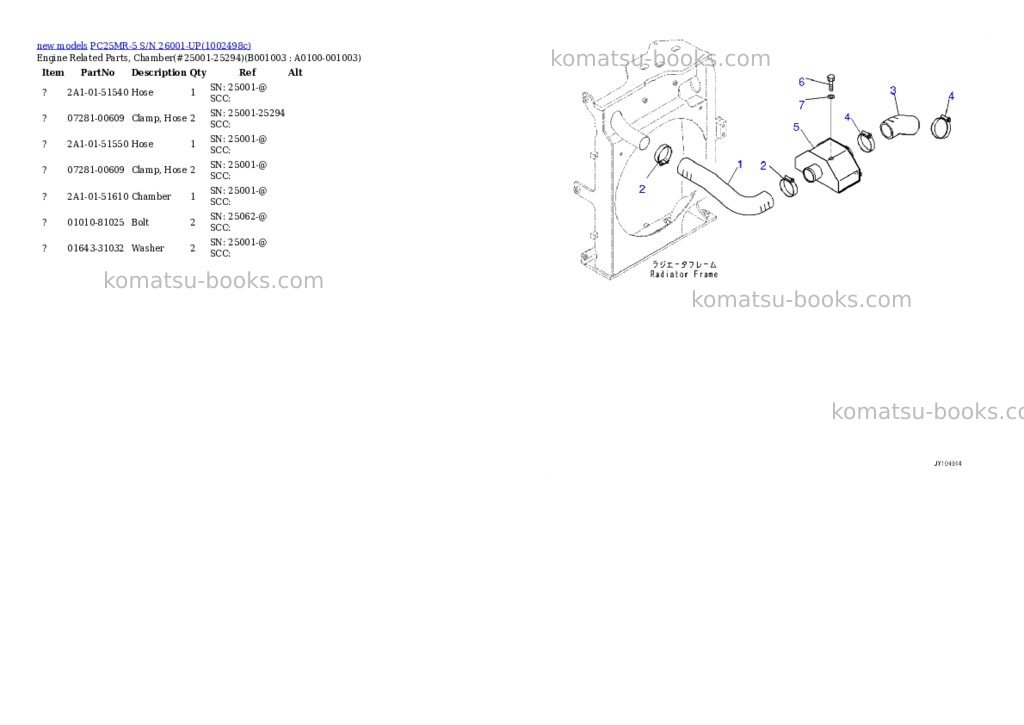 Komatsu PC25MR-5 S/N 26001-UP Parts catalog cover Page 3 Komatsu PC25MR-5 S/N 26001-UP Parts catalog cover Page 3
