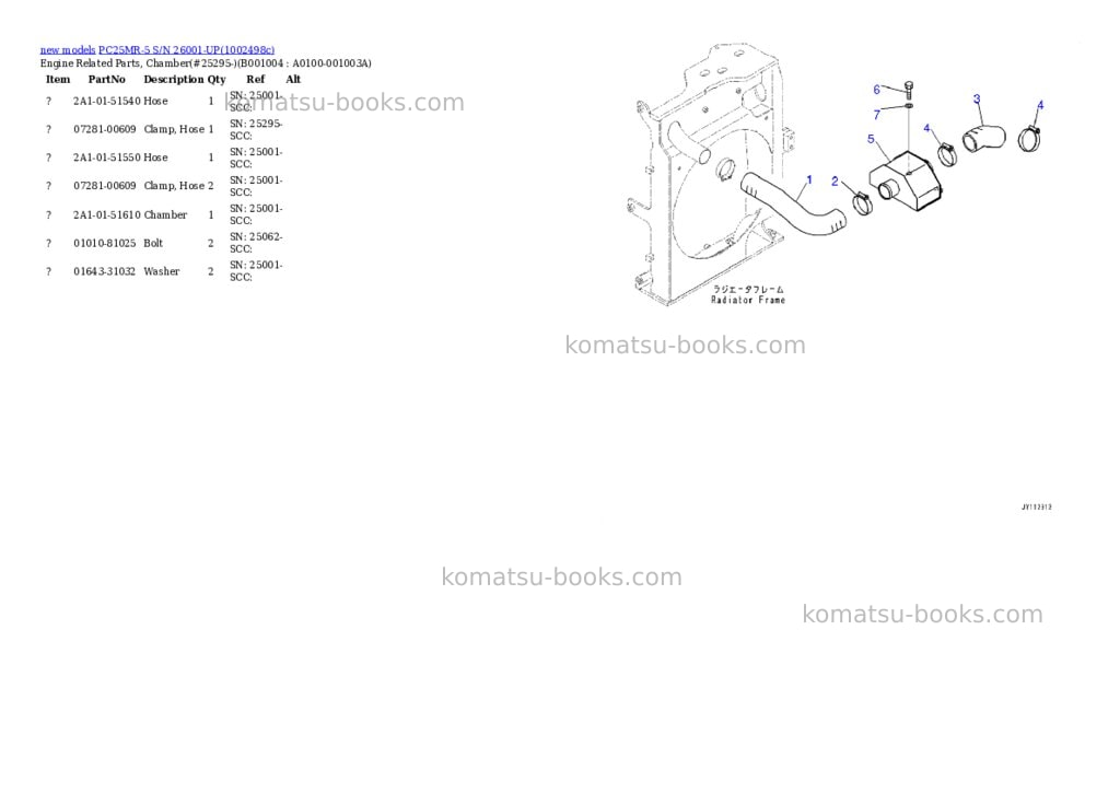 Komatsu PC25MR-5 S/N 26001-UP Parts catalog cover Page 4 Komatsu PC25MR-5 S/N 26001-UP Parts catalog cover Page 4