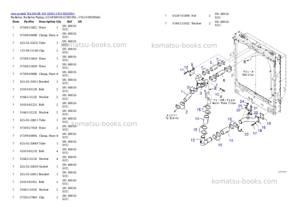Komatsu WA500-6R S/N 62001-UP Parts catalog cover Page 10