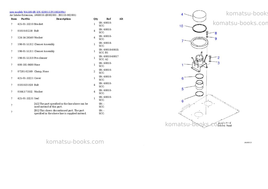 Komatsu WA500-6R S/N 62001-UP Parts catalog cover Page 3