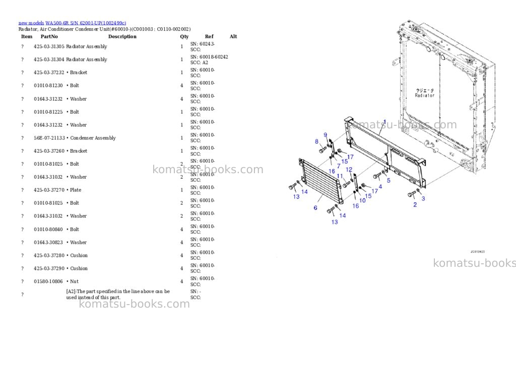 Komatsu WA500-6R S/N 62001-UP Parts catalog cover Page 8