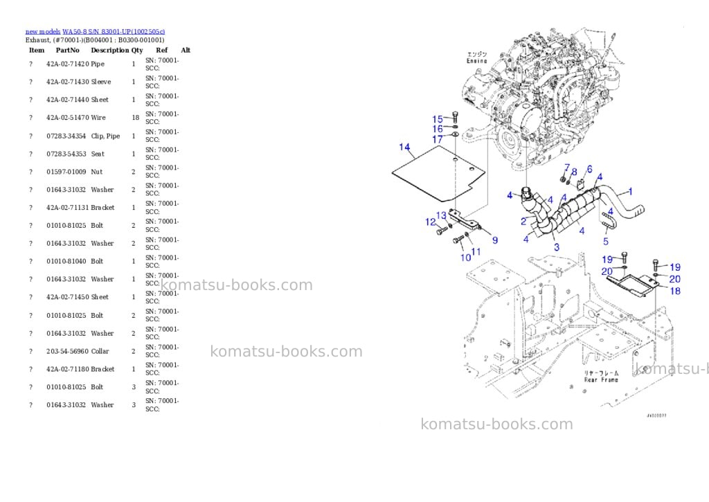 Komatsu WA50-8 S/N 83001-UP Parts catalog cover Page 7 Komatsu WA50-8 S/N 83001-UP Parts catalog cover Page 7