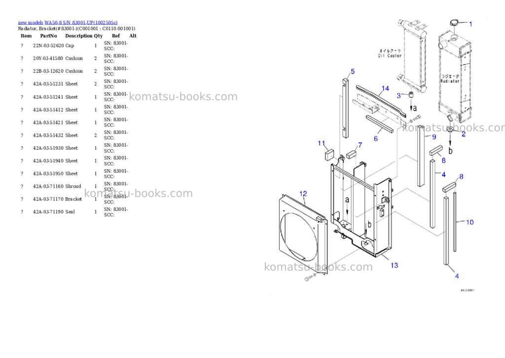 Komatsu WA50-8 S/N 83001-UP Parts catalog cover Page 9 Komatsu WA50-8 S/N 83001-UP Parts catalog cover Page 9