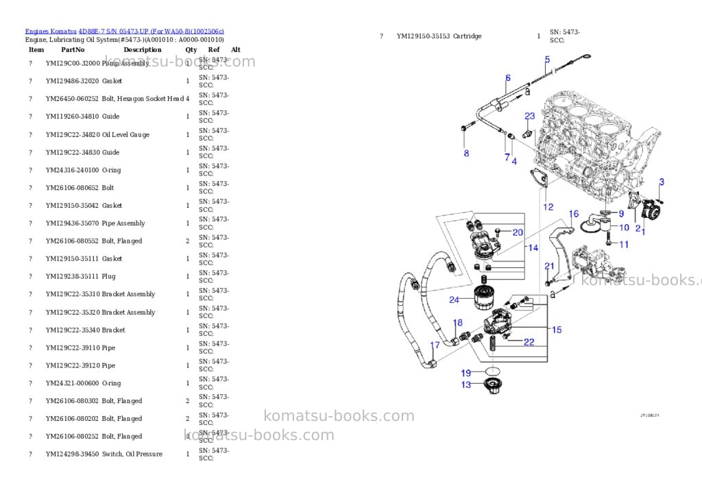 Komatsu 4D88E-7 S/N 05473-UP (For WA50-8) Parts catalog cover Page 10