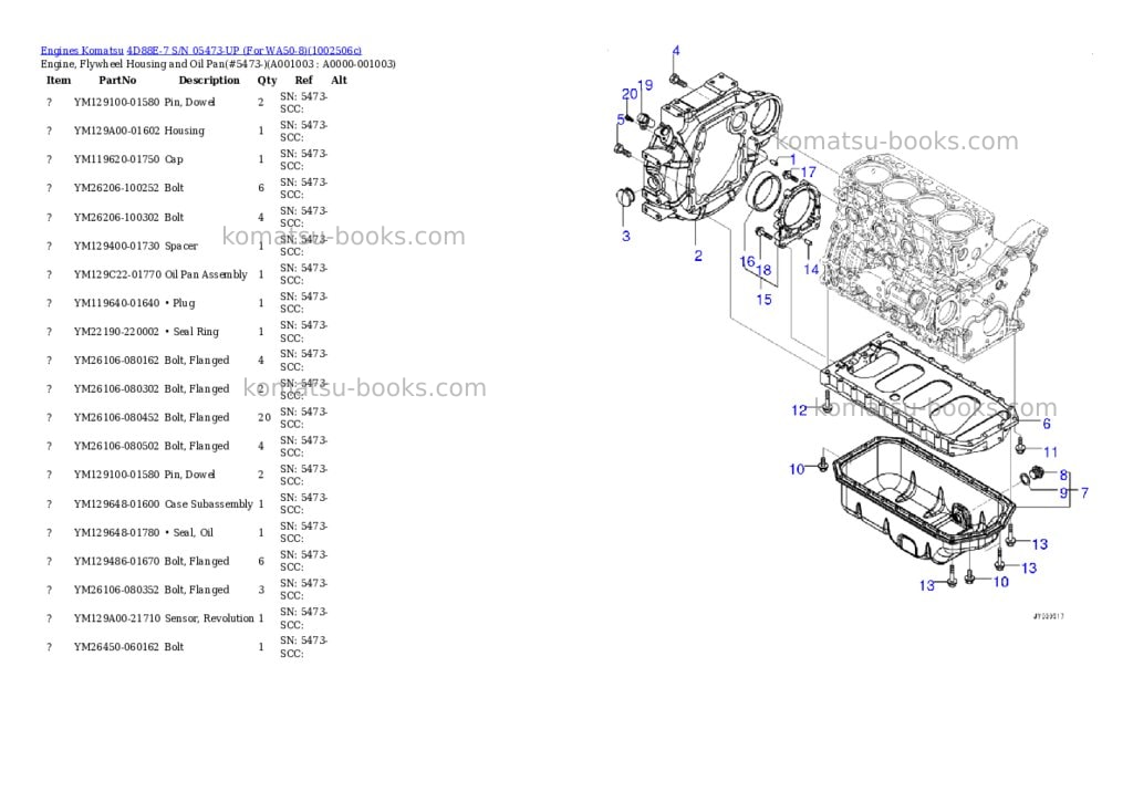 Komatsu 4D88E-7 S/N 05473-UP (For WA50-8) Parts catalog cover Page 3