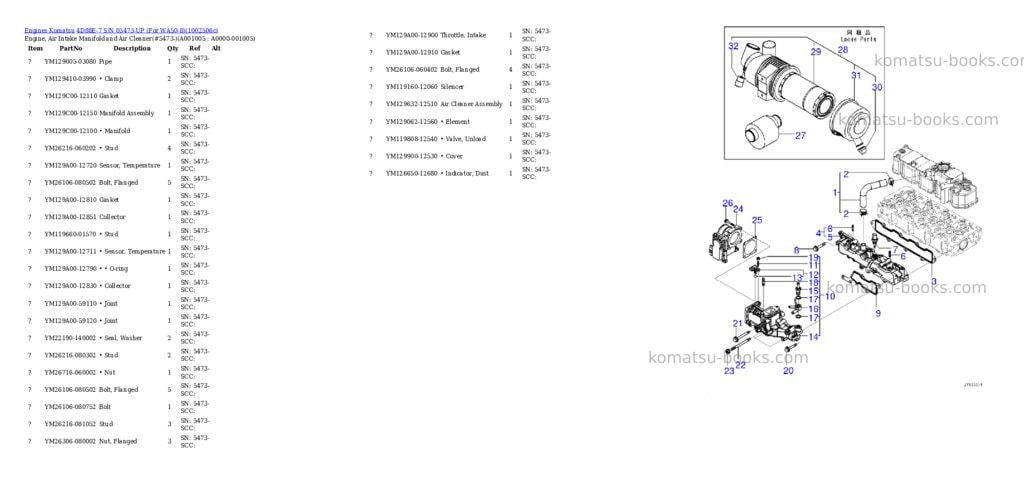 Komatsu 4D88E-7 S/N 05473-UP (For WA50-8) Parts catalog cover Page 5