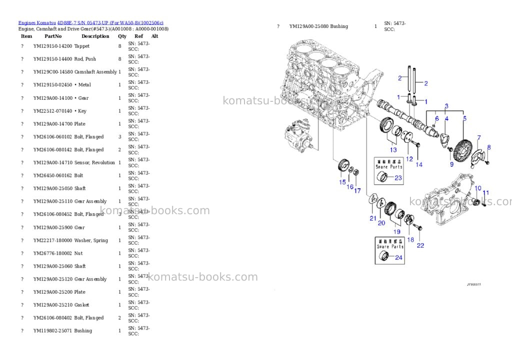 Komatsu 4D88E-7 S/N 05473-UP (For WA50-8) Parts catalog cover Page 8
