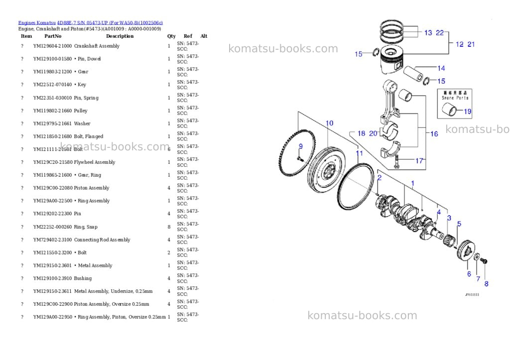 Komatsu 4D88E-7 S/N 05473-UP (For WA50-8) Parts catalog cover Page 9