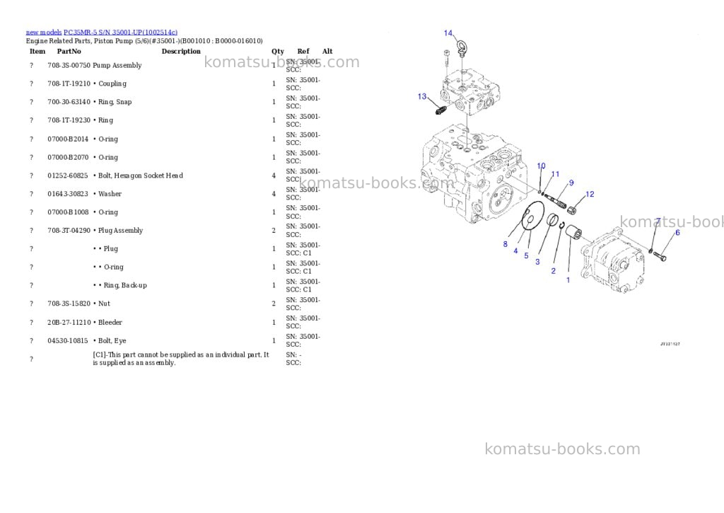 Komatsu PC35MR-5 S/N 35001-UP Parts catalog cover Page 10 Komatsu PC35MR-5 S/N 35001-UP Parts catalog cover Page 10