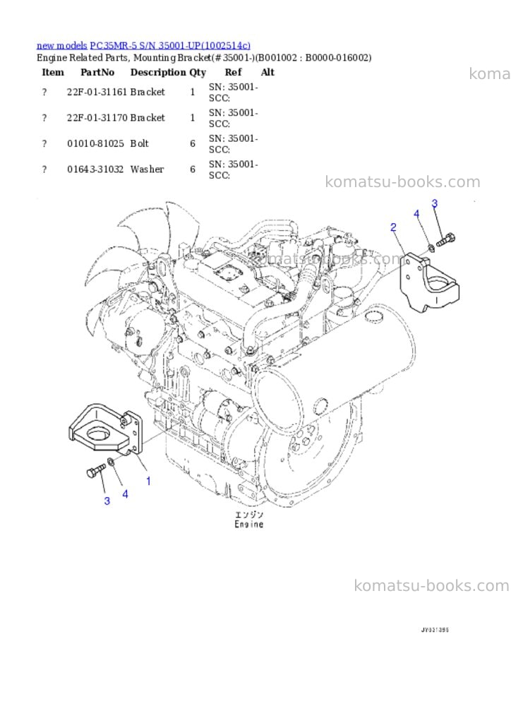 Komatsu PC35MR-5 S/N 35001-UP Parts catalog cover Page 2 Komatsu PC35MR-5 S/N 35001-UP Parts catalog cover Page 2