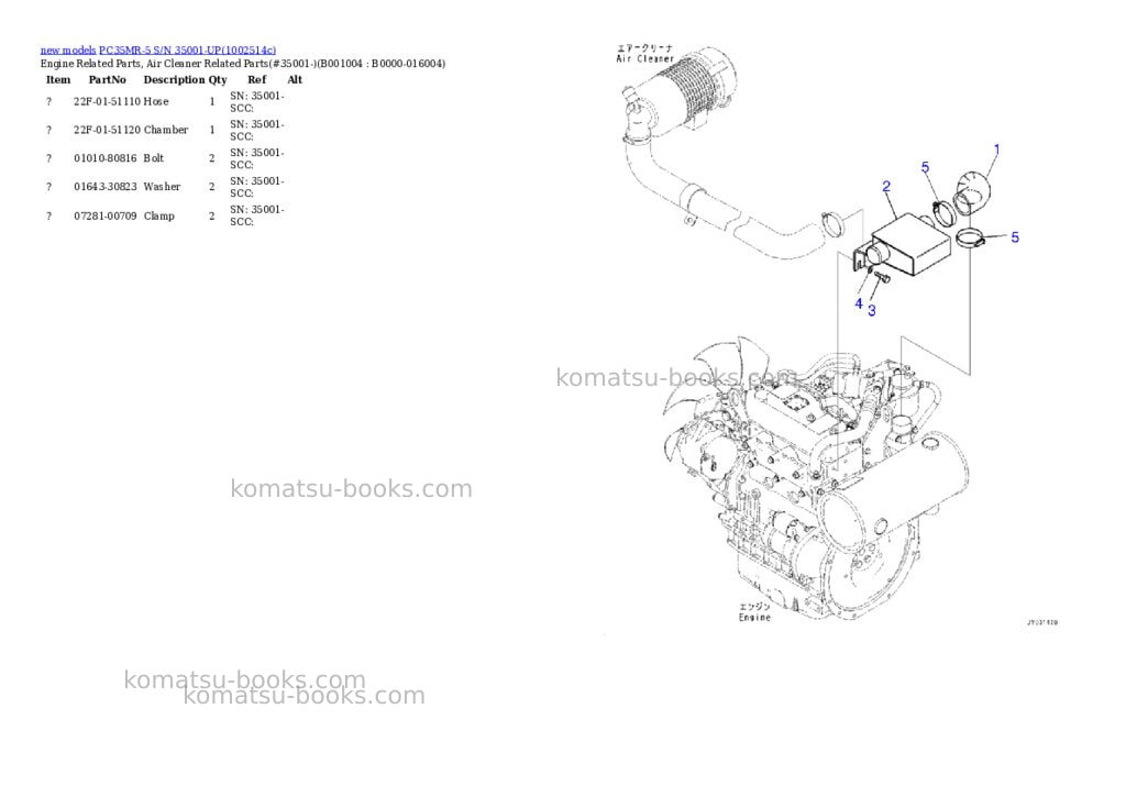 Komatsu PC35MR-5 S/N 35001-UP Parts catalog cover Page 4 Komatsu PC35MR-5 S/N 35001-UP Parts catalog cover Page 4
