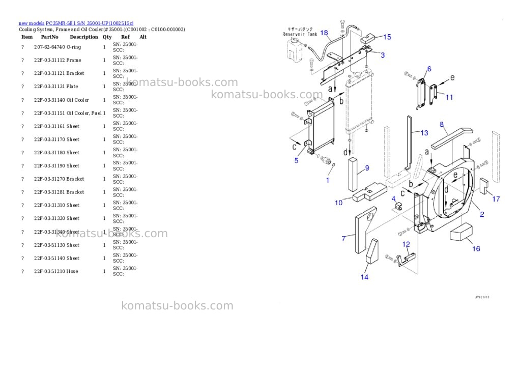 Komatsu PC35MR-5E1 S/N 35001-UP Parts catalog cover Page 4 Komatsu PC35MR-5E1 S/N 35001-UP Parts catalog cover Page 4